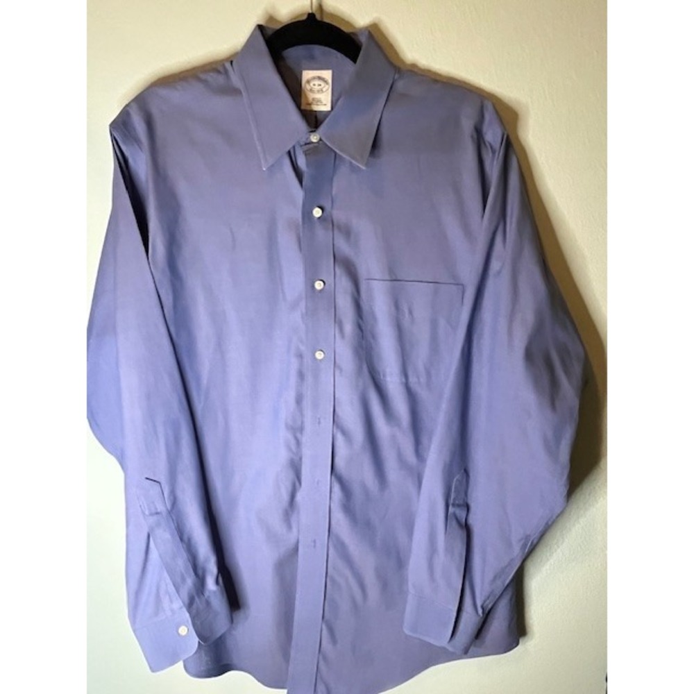 Brooks Brothers Men's - Slim Fit- Dress Shirt No Iron size 16 34" Sleeve Blue